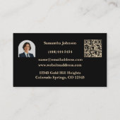 Carte de visite Luxe Noir & Or QR Code/Photo Immob (Dos)