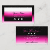 Carte De Visite Luxe noir rose blanc dégradé brillant Diamants (Devant / Derrière)