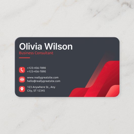 Carte de visite Luxe Noir Rouge (Devant)