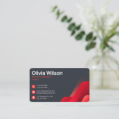 Carte de visite Luxe Noir Rouge (Debout devant)