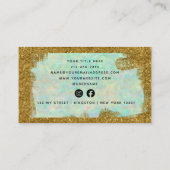 Carte De Visite Luxe Opal Gold Brush Social Media Monogramme (Dos)