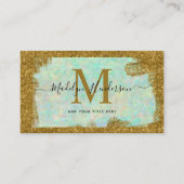 Carte De Visite Luxe Opal Gold Brush Social Media Monogramme (Devant)