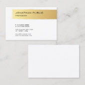 Carte De Visite Luxe Or Blanc Moderne Élégant Design Simple (Devant / Derrière)