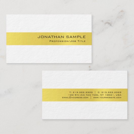 Carte De Visite Luxe Or Blanc Sophistiqué Design moderne (Devant / Derrière)