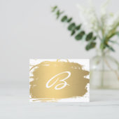 Carte De Visite Luxe Or Brossé Monogramme Texte fantaisie (Debout devant)