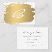 Carte De Visite Luxe Or Brossé Monogramme Texte fantaisie (Devant / Derrière)