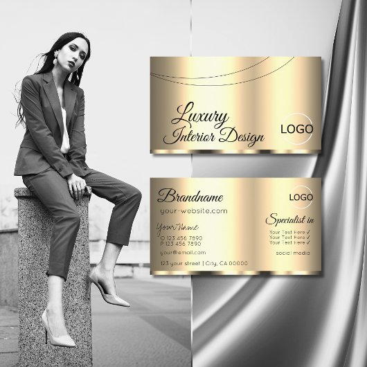 Carte De Visite Luxe Or Glamour Chic avec logo professionnel