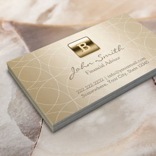 Carte De Visite Luxe Or Monogramme Conseiller financier