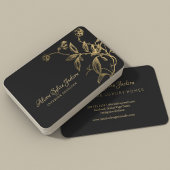 Carte De Visite Luxe or noir élégant feuillage botanique