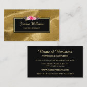 Carte De Visite Luxe Or Textile rose Floral Fashion Designer (Devant / Derrière)