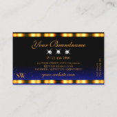 Carte De Visite Luxe Orange Bleu Noir Épargne Bijoux Initiales (Dos)