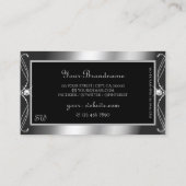 Carte De Visite Luxe Ornate Noir Argent Épargne Bijoux Initiales (Dos)