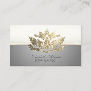 Carte De Visite Luxe Pailleté Lotus Moderne Élégant Professionnel