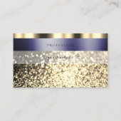 Carte De Visite Luxe Parties scintillant dorée Bleu foncé brillant (Devant)