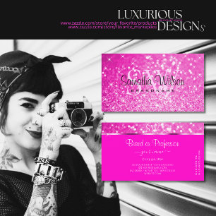 Carte De Visite Luxe Parties scintillant rose Fille Étoiles lumine