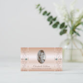Carte De Visite Luxe Pastel Rose Coral Bijoux Squiggled Ajouter Ph (Debout devant)