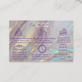 Carte De Visite Luxe Pearl Marble Aesthetic Cake Care  (Devant)
