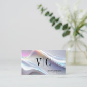 Carte de visite luxe perle holographique (Debout devant)