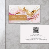 Carte De Visite Luxe Pink Gold Splash QR Code