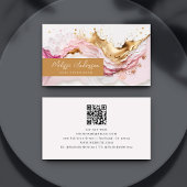Carte De Visite Luxe Pink Gold Splash QR Code