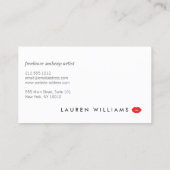 Carte De Visite Luxe Pink/Grey Stripes Rouge Lips Artiste maquilla (Dos)