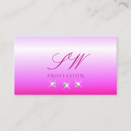 Carte De Visite Luxe Pink Ombre Sparkling Diamonds Monogram Luxe (Devant)