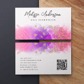 Carte De Visite Luxe Pink Purple Gold Parties scintillant Code QR