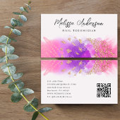 Carte De Visite Luxe Pink Purple Gold Parties scintillant Code QR