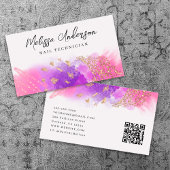 Carte De Visite Luxe Pink Purple Gold Parties scintillant Code QR