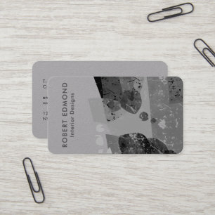Carte De Visite Luxe Premium gris Artistique unique Abstrait QR