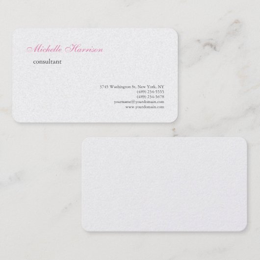 Carte De Visite Luxe Premium Pearl Plain classique Plain simple (Devant / Derrière)