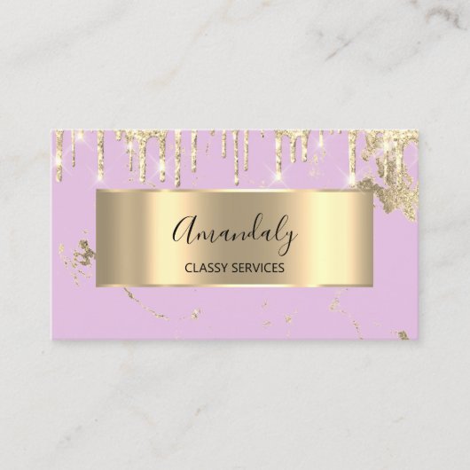 Carte De Visite Luxe professionnel Gold Royal Marble Pink Pastel (Devant)