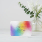 Carte De Visite Luxe Professionnel Moderne Elégant Couleurs Arc-en (Debout devant)