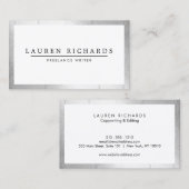 Carte De Visite Luxe professionnelle Faux argent et blanc (Devant / Derrière)