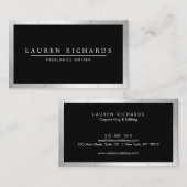 Carte De Visite Luxe professionnelle Faux argent et noir (Devant / Derrière)