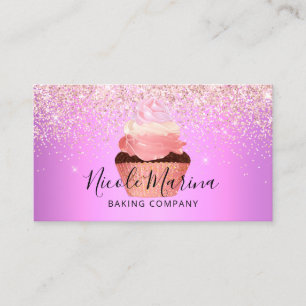 Carte De Visite Luxe Purple Cupcake Bakery Sweets Chef