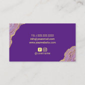 Carte De Visite Luxe Purple & Gold Agate Luxe Beauté Salon (Dos)