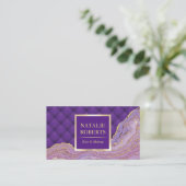 Carte De Visite Luxe Purple & Gold Agate Luxe Beauté Salon (Debout devant)