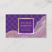 Carte De Visite Luxe Purple & Gold Agate Luxe Beauté Salon (Devant)