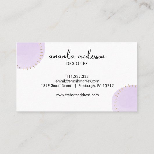 Carte De Visite Luxe Purple Gold Circle Professionnel (Dos)