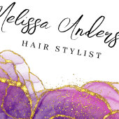 Carte De Visite Luxe Purple Gold Parties scintillant Code QR