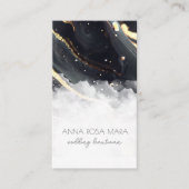 Carte De Visite *~* Luxe QR Agate Black Gold White Glam AP66 (Devant)