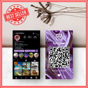 Carte De Visite Luxe QR Violet & Noir