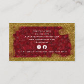 Carte De Visite Luxe Red Ruby Gold Brush médias sociaux (Dos)