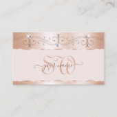 Carte De Visite Luxe Rose Coral Ornate Sparkle Diamonds Initiales (Devant)