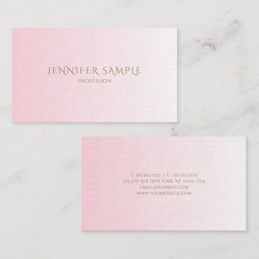 Carte De Visite Luxe rose élégant à la mode de conception de (Devant / Derrière)