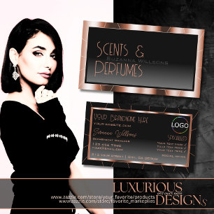 Carte De Visite Luxe Rose Gold Black Gradient avec Logo Luxe