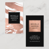 Carte De Visite Luxe Rose Gold Brushstrokies Designer (Devant / Derrière)