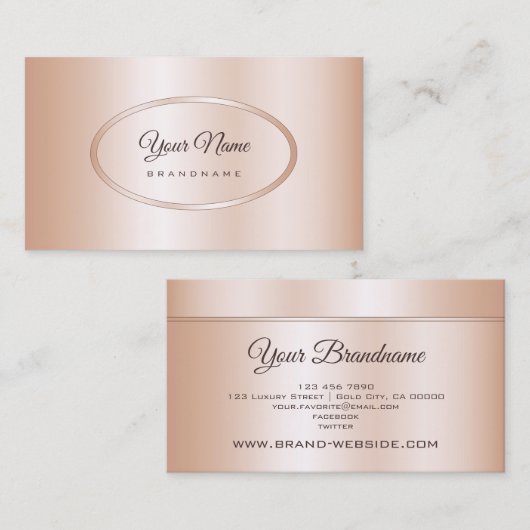 Carte De Visite Luxe Rose Gold Effet professionnel et tendance (Devant / Derrière)