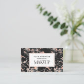 Carte De Visite Luxe Rose Gold Marbre noir Maquillage permanent (Debout devant)